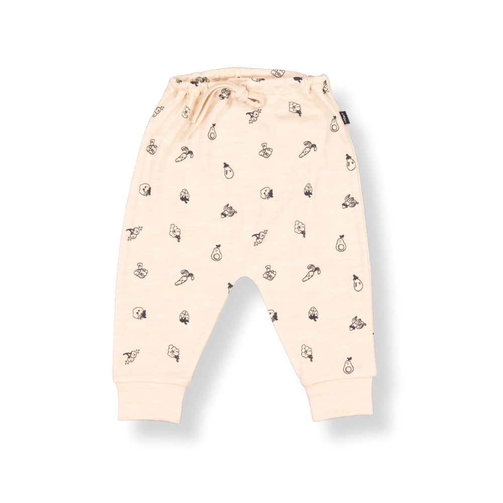 Merino Baby Trouser - Taupe with Nature Print
