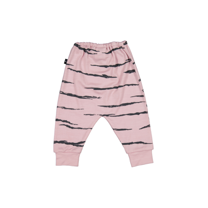 Little Flock of Horrors Merino Baby Trouser - Pink with Tiger Stripe