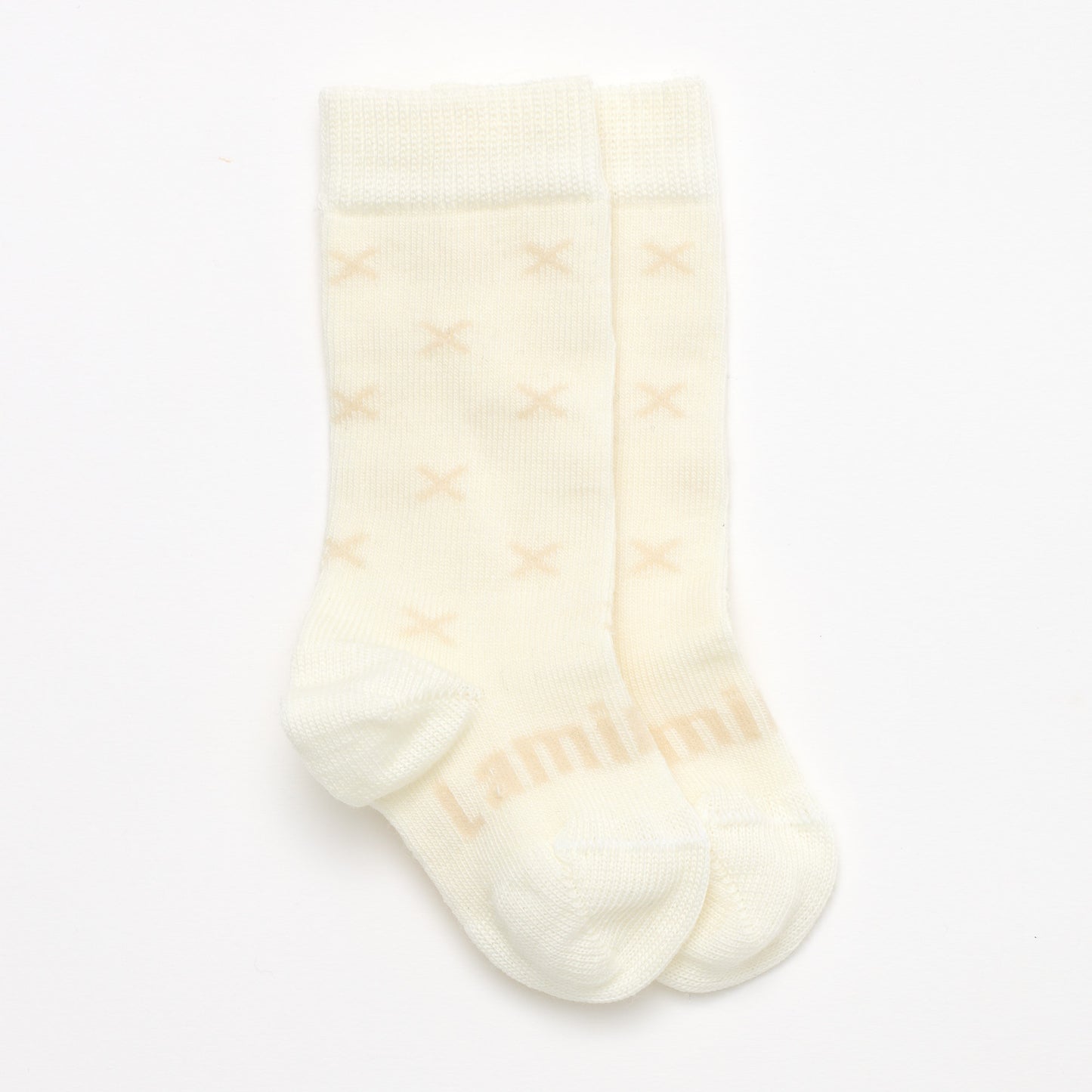 Lamington Merino Knee-High Baby Socks I Oatmeal with Cream Dot
