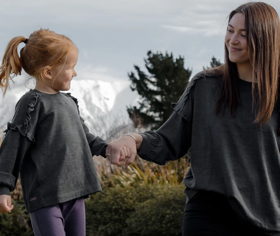 Merino 365 Womens Eden Frill Top I Slate Grey