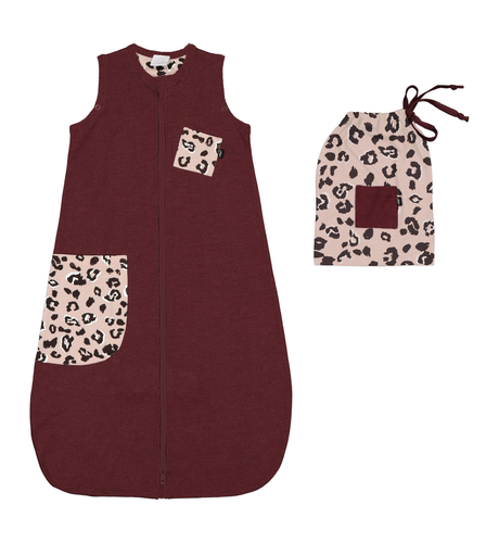 Little Flock of Horrors Merino Sleepsack I Mulberry with Leopard Detail