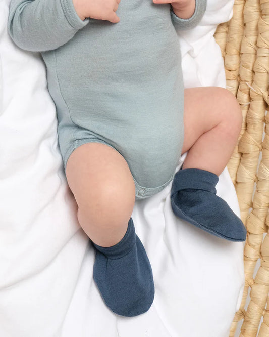 Merino Wool Baby Booties - Denim