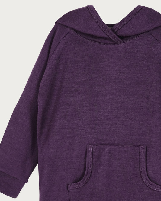 Merino Wool Kids Hoodie - Plum