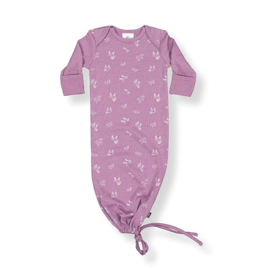 Merino Baby Bundler Gown - Printed with Drawstring