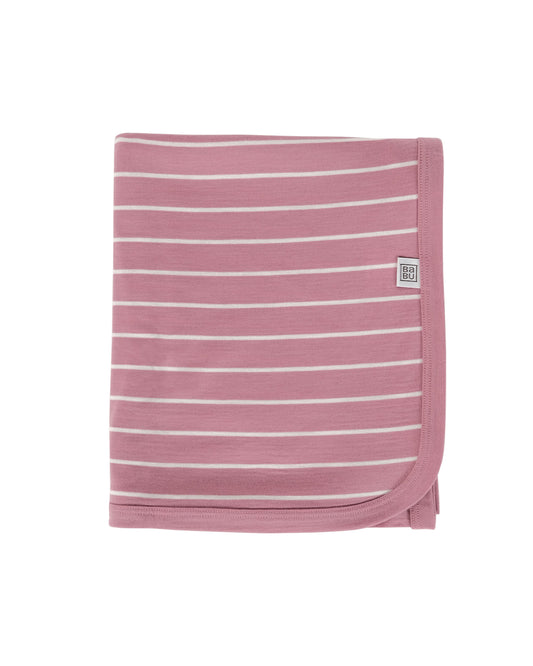Babu Merino Swaddle Wrap Blanket I Walnut Stripe