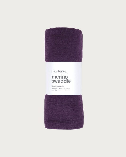 Babu Merino Swaddle Wrap Blanket - Plum