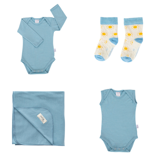 Sweet Cheeks Merino Baby Essentials Gift Pack | Sky Blue