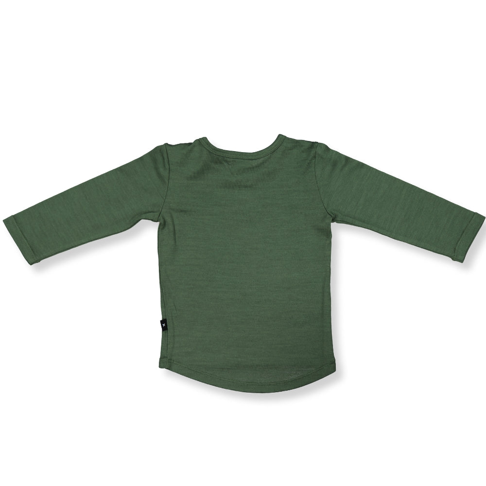 Little Flock of Horrors Merino Kids Long-sleeve Tee I Balsam Green