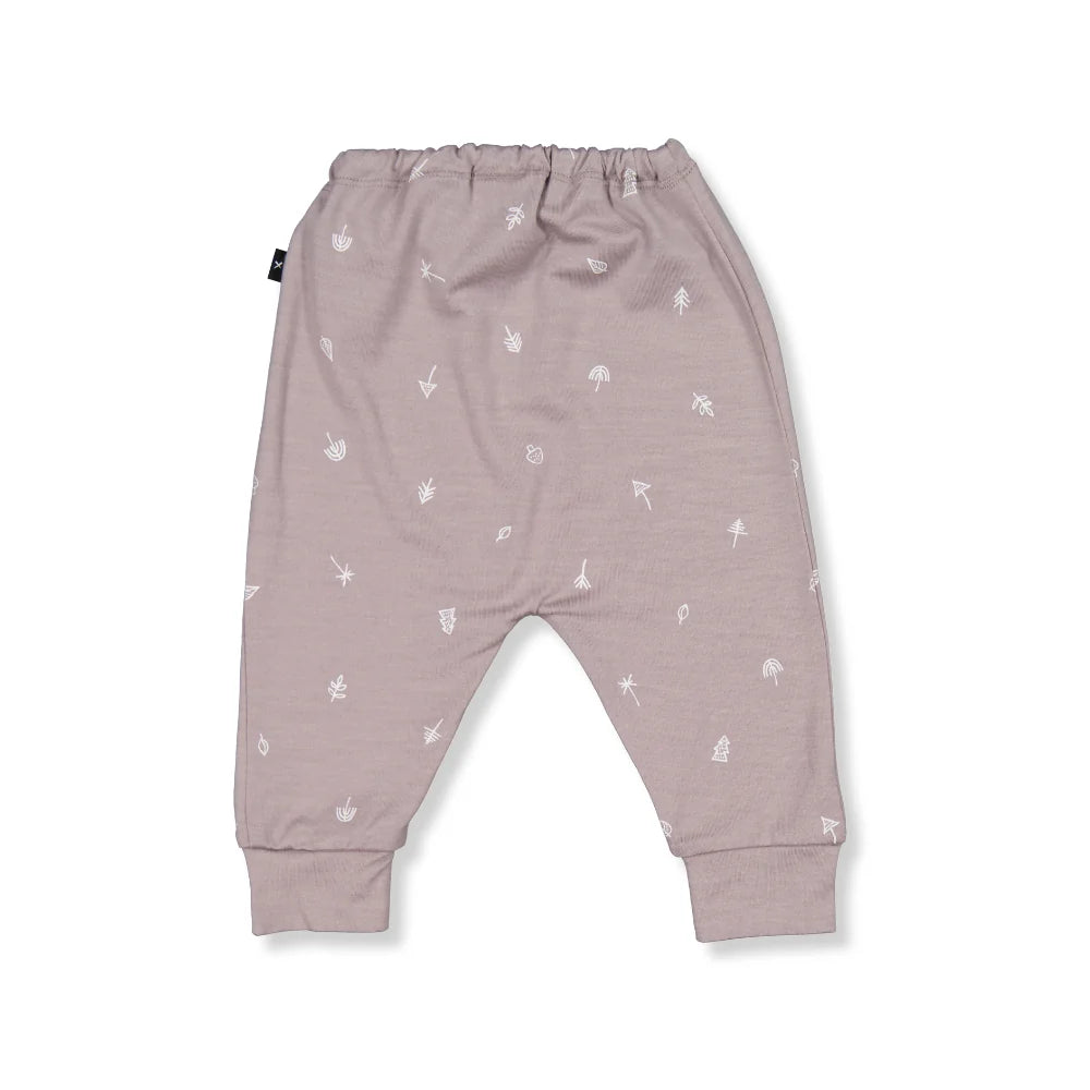 Merino Baby Trouser - Taupe with Nature Print