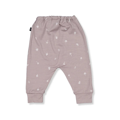 Merino Baby Trouser - Taupe with Nature Print