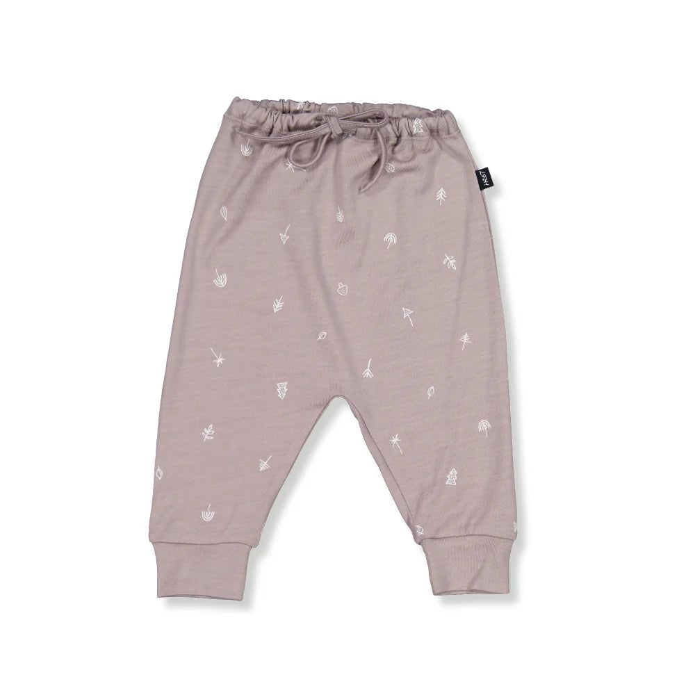 Merino Baby Trouser - Taupe with Nature Print