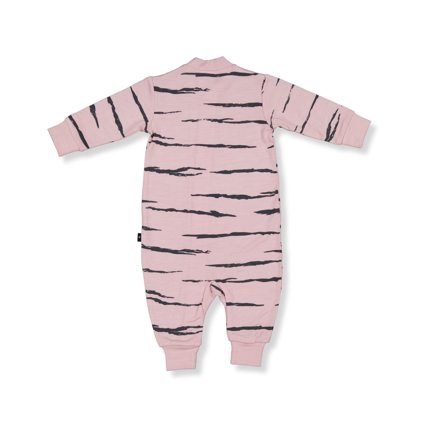 Baby Merino Footless Onesie - Pink with Tiger Print