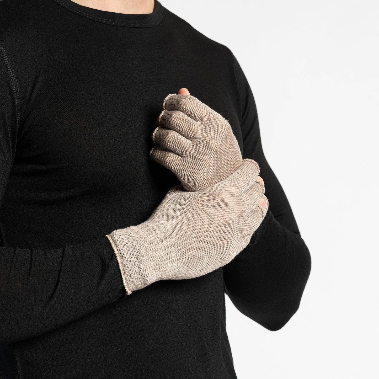 Merino Thermal Fingerless Liner Gloves Mens