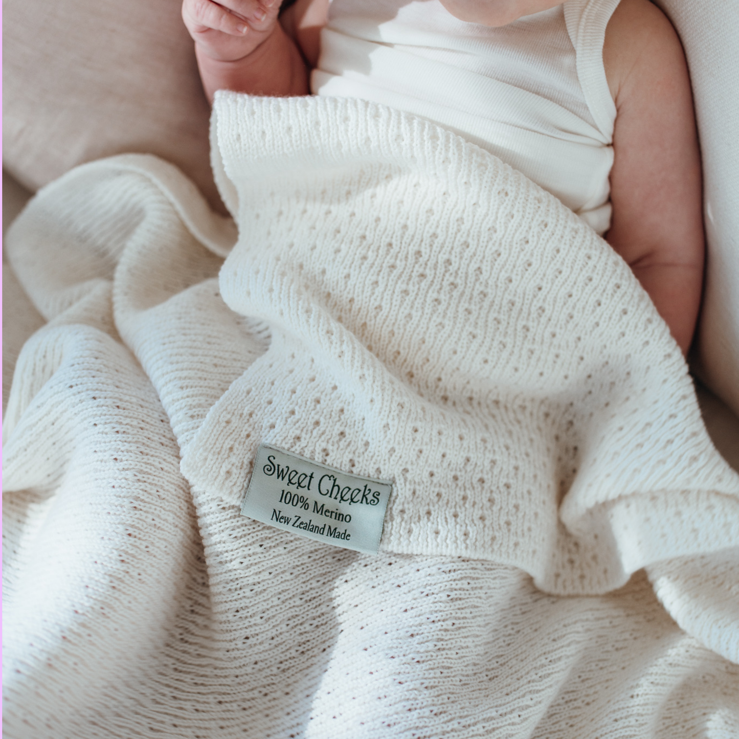 Sweet Cheeks Merino Knit Baby Blanket I Periwinkle Blue