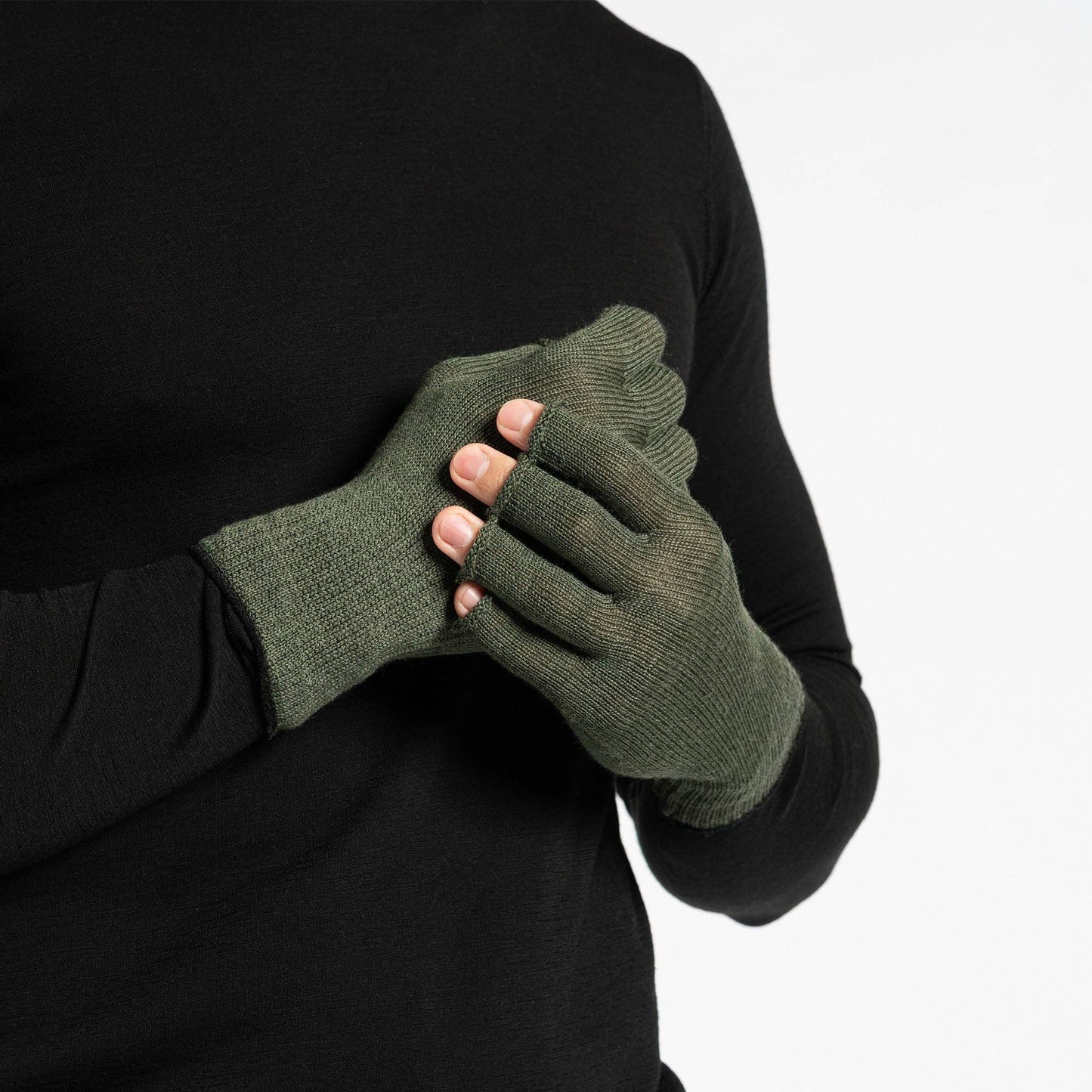Merino Thermal Fingerless Liner Gloves Mens
