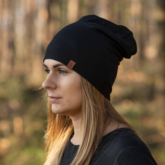 Women's Merino Beanie Hat Black