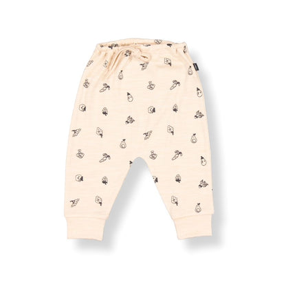 Merino Baby Trouser - Taupe with Nature Print