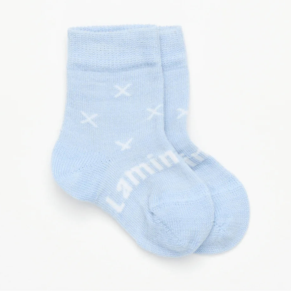 Blue with white cross blue merino wool socks Lamington