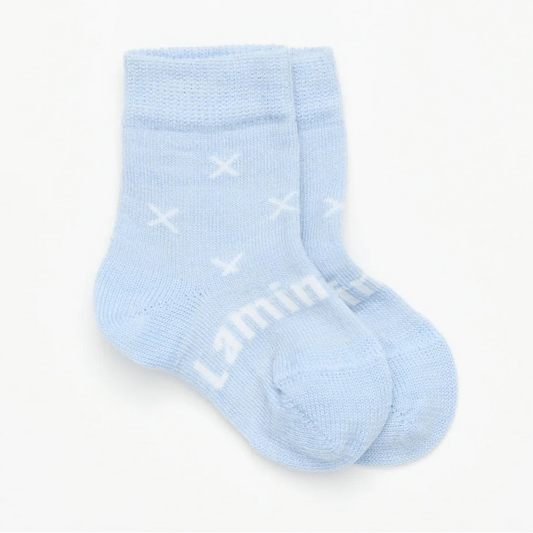 Blue with white cross blue merino wool socks Lamington