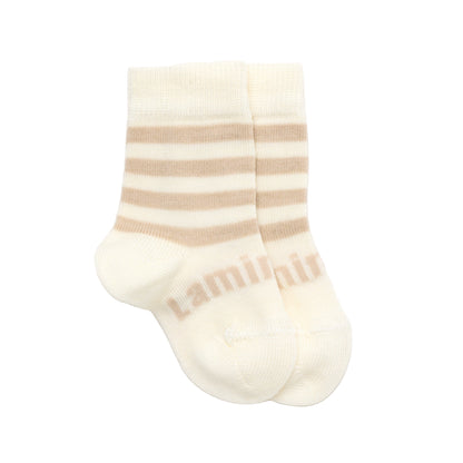 Merino Baby Socks - Cream with Oatmeal Stripe