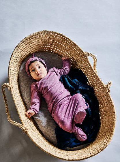 Merino Baby Bundler - Mauve with Animal Print