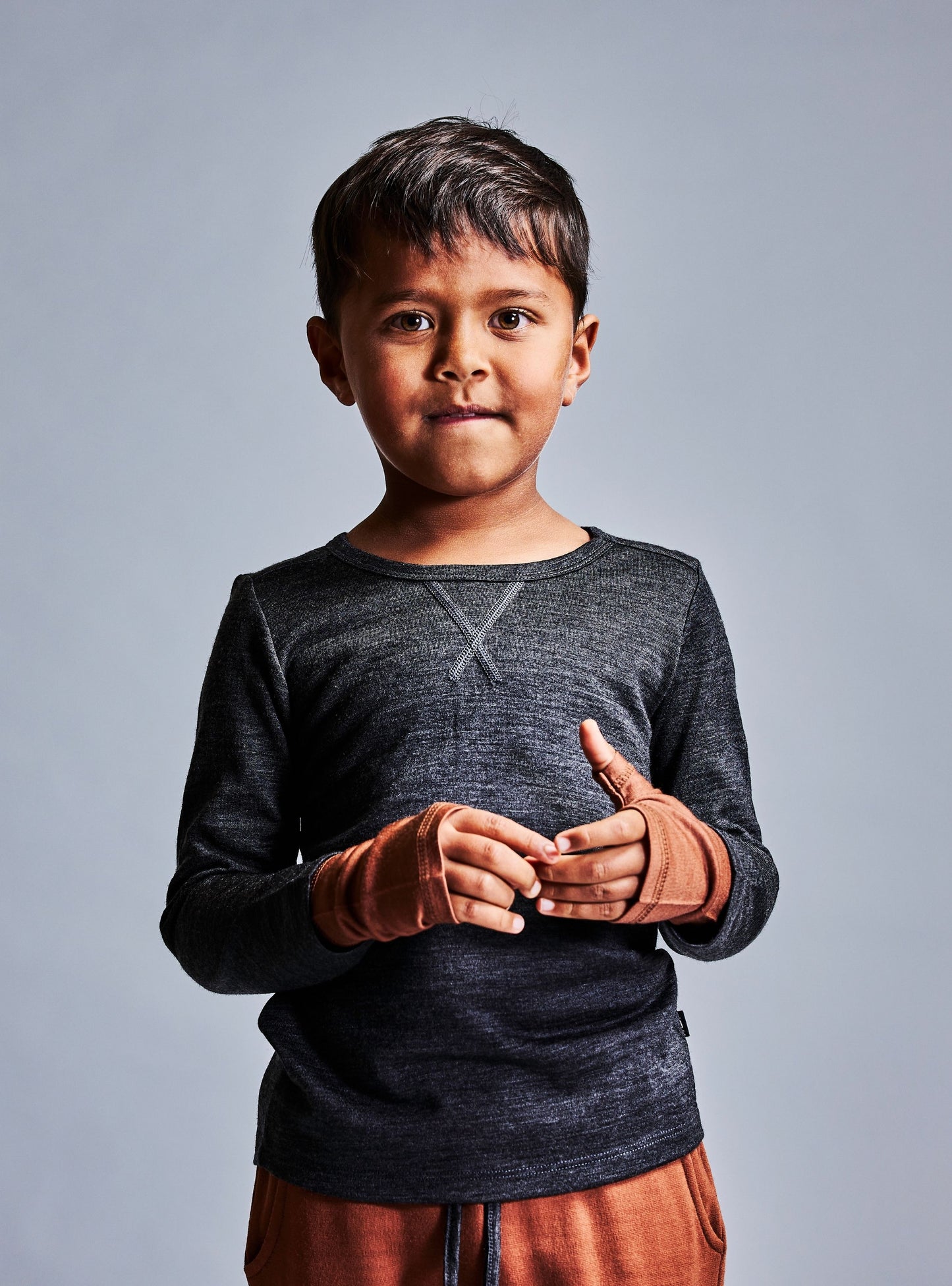 Little Flock of Horrors Merino Kids Handwarmers I Slate Grey