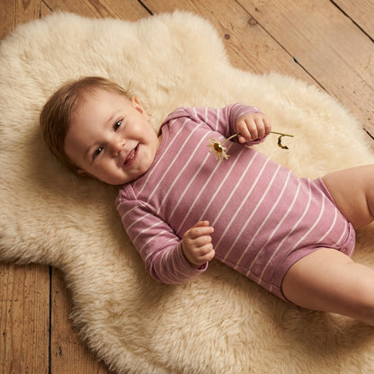 Merino Wool Baby Long-Sleeve Bodysuit - Striped