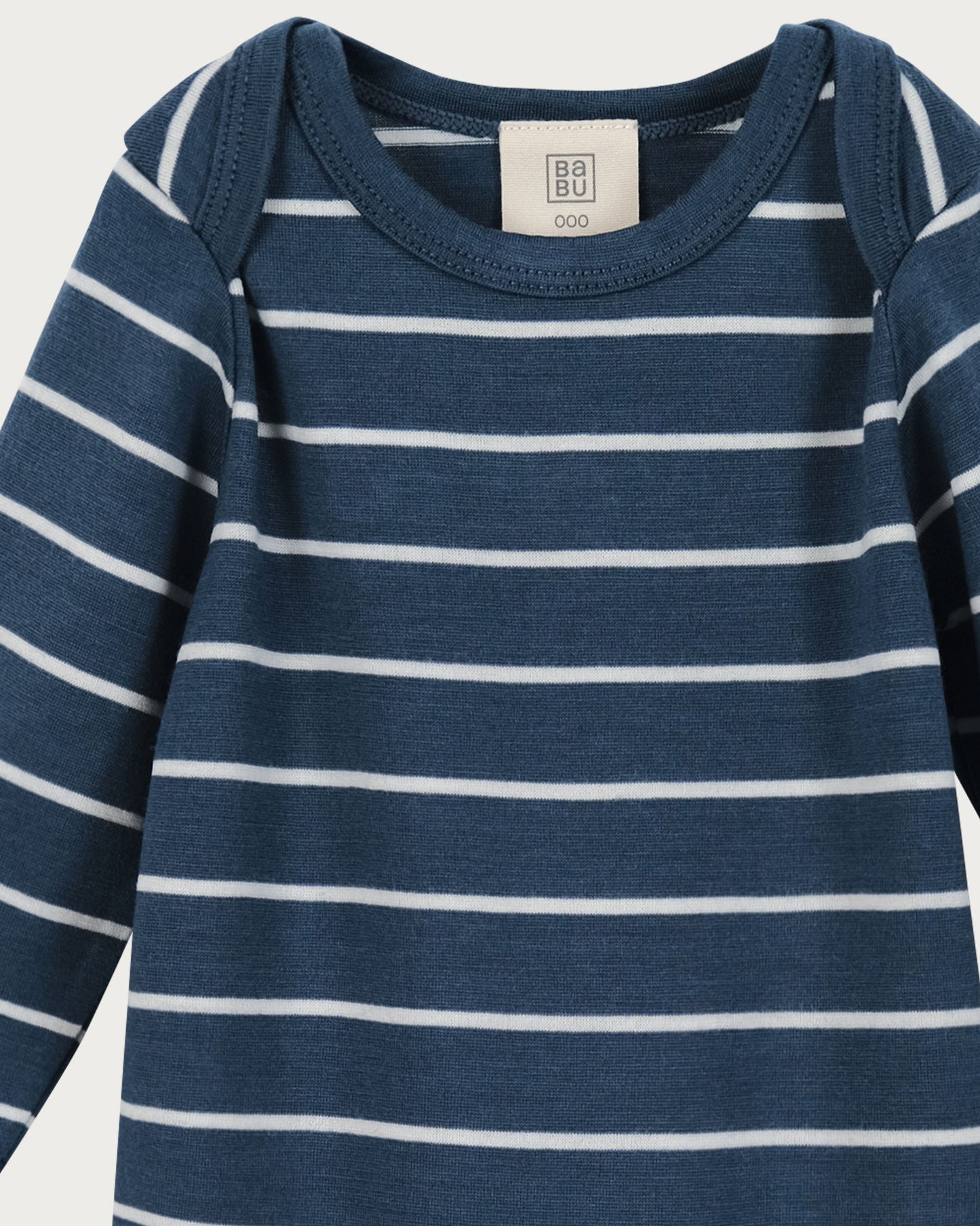 Babu Merino Baby Long-sleeve Bodysuit I Denim Stripe