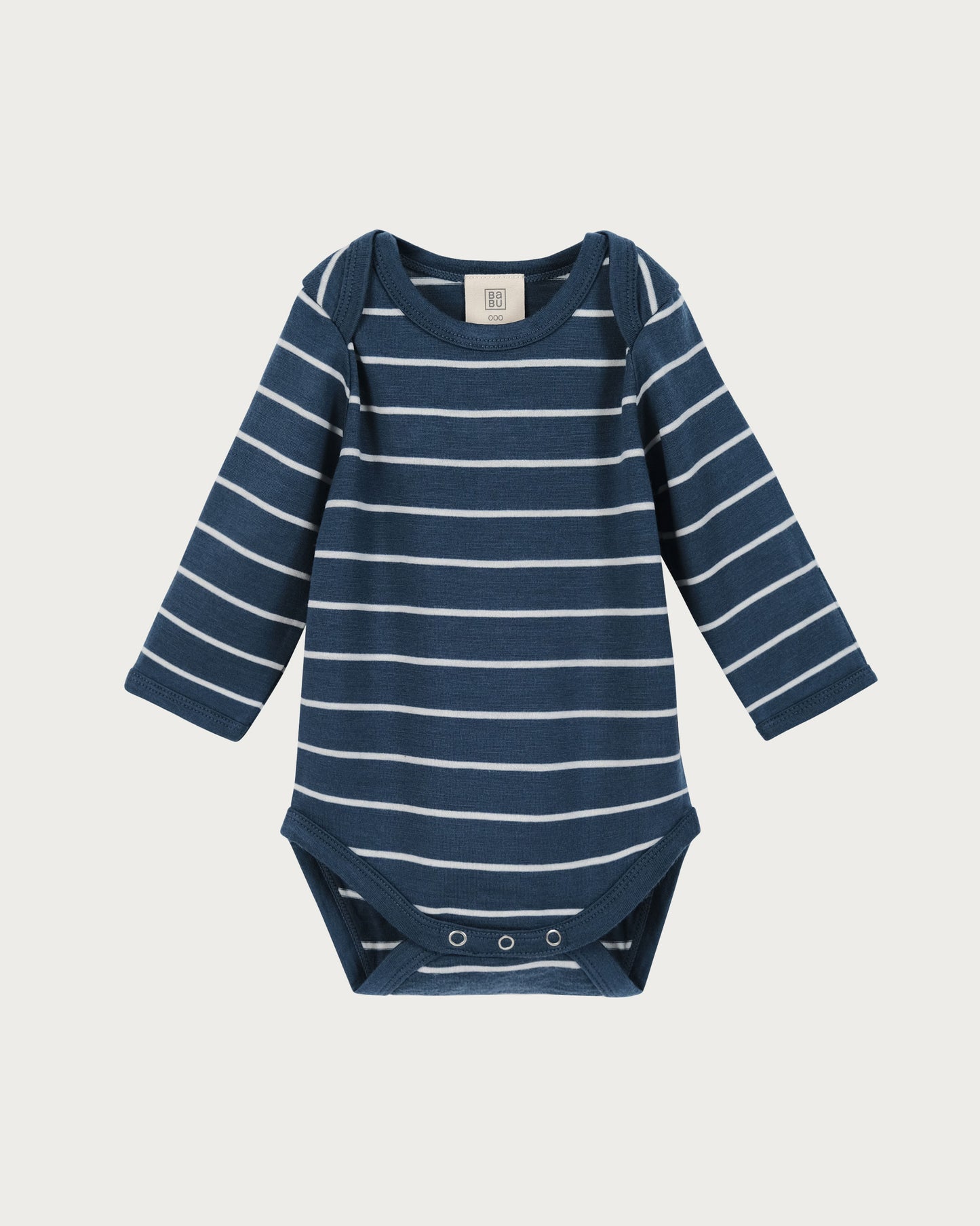 Merino Baby Long-sleeve Bodysuit  -  Grey Lavender Stripe