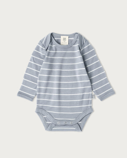 Merino Wool Baby Long-Sleeve Bodysuit - Striped
