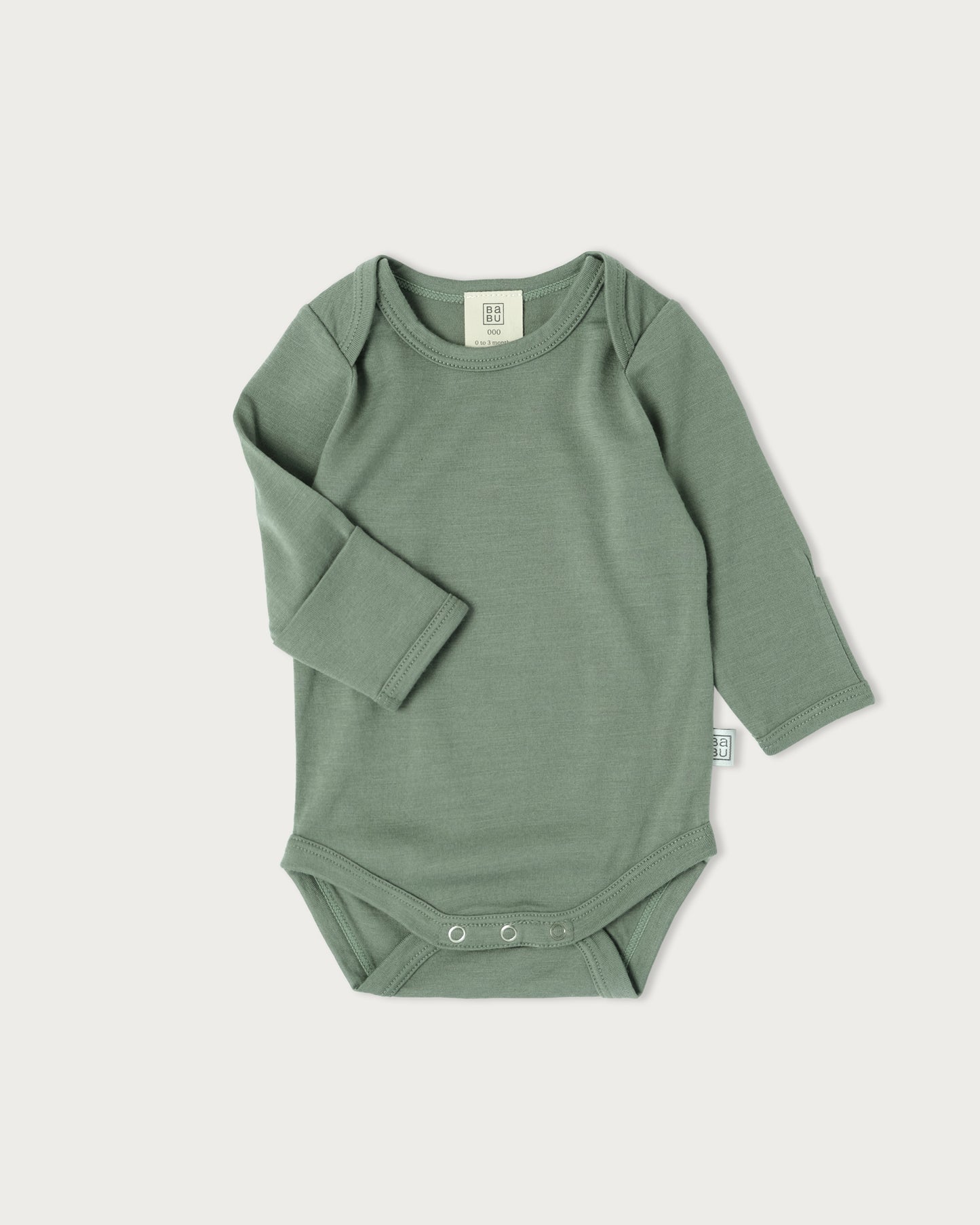 Babu Merino Baby Long-sleeve Bodysuit I Denim Stripe