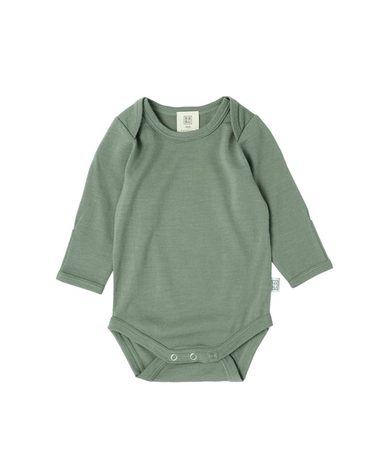 Babu Merino Baby Long-sleeve Bodysuit I Sage