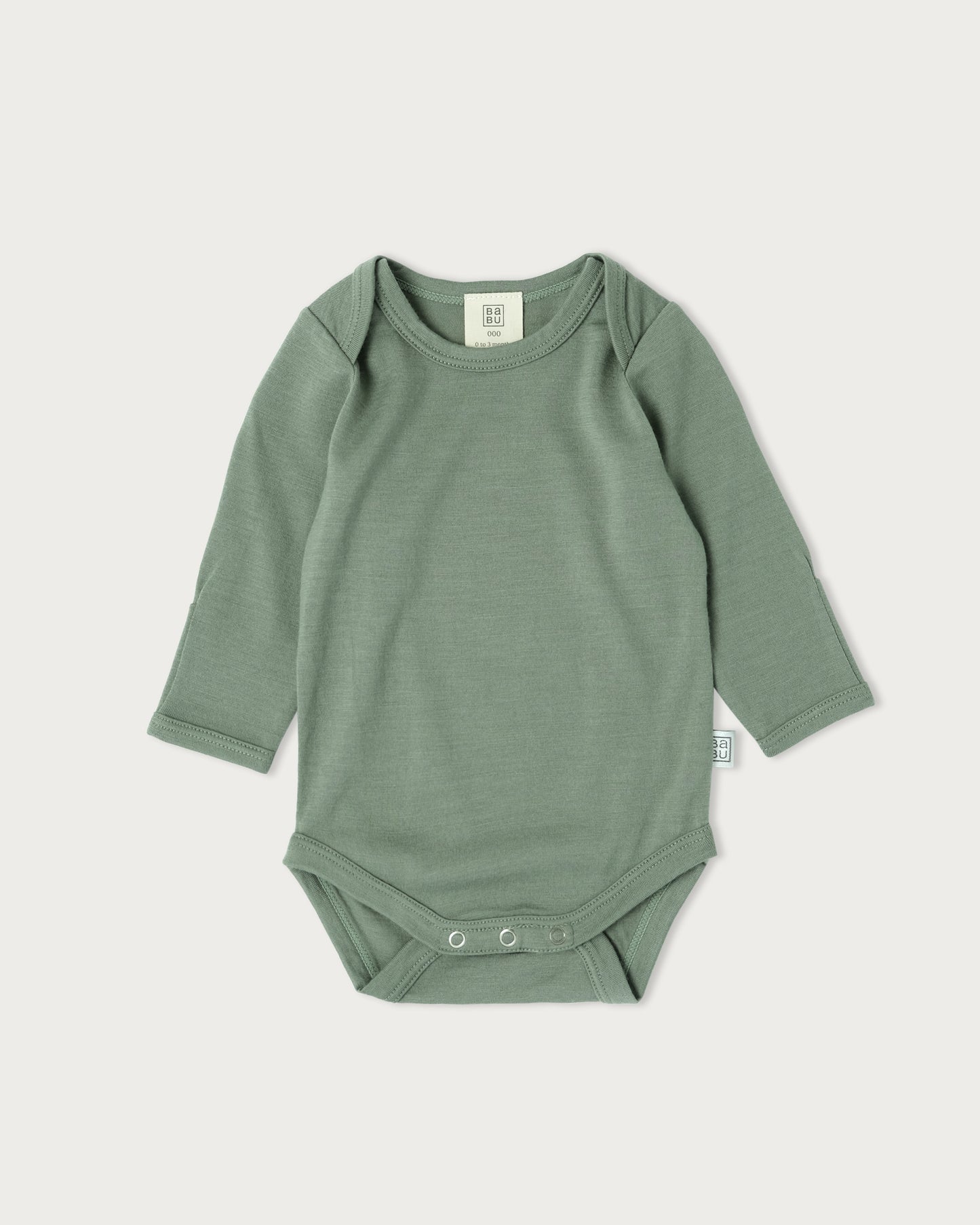 Merino Baby Long-sleeve Bodysuit  -  Grey Lavender Stripe