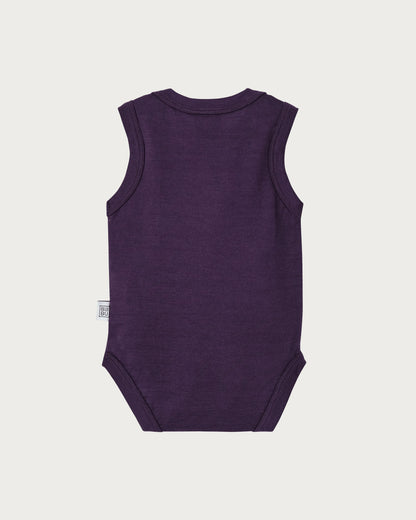 Merino Baby Vest Bodysuit - Plum