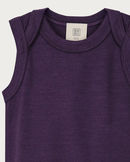 Merino Baby Vest Bodysuit - Plum