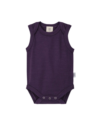 Merino Baby Vest Bodysuit - Plum