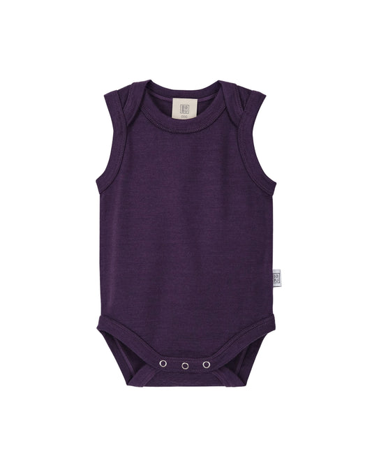 Babu Merino Baby Vest Bodysuit I Plum