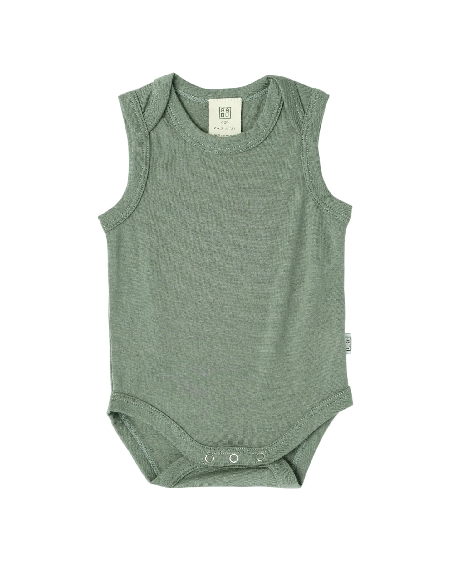 Merino Baby Vest Bodysuit - Sage