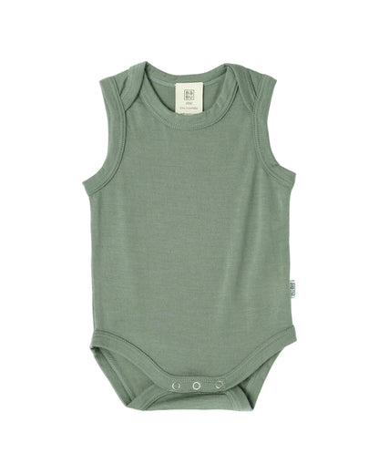 Merino Baby Vest Bodysuit - Sage