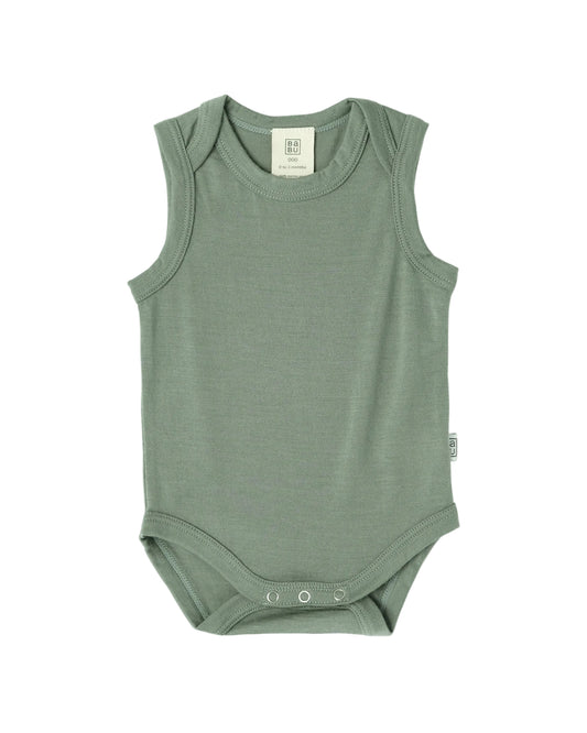 Merino Baby Vest Bodysuit - Sage