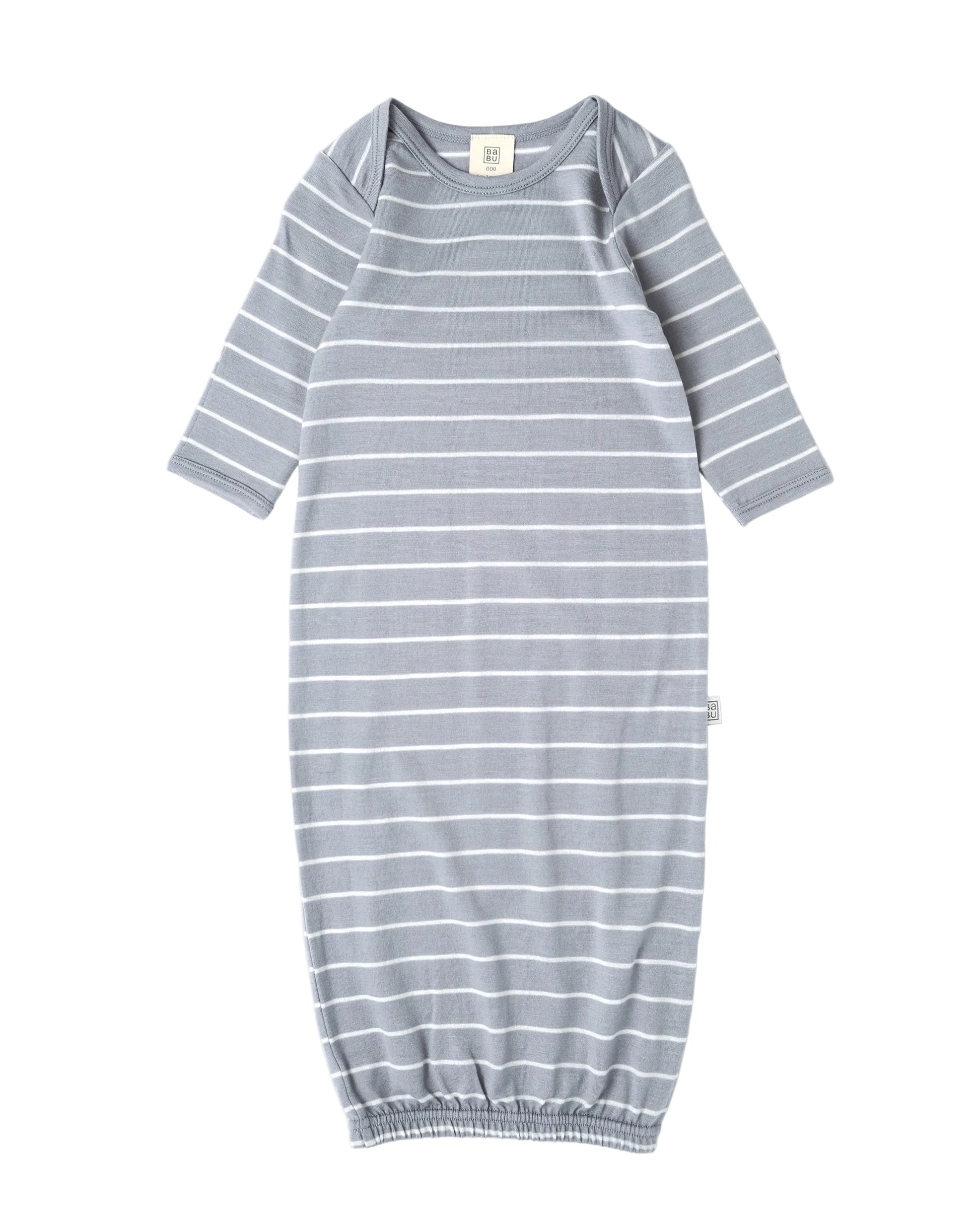 Striped baby gown on a white background