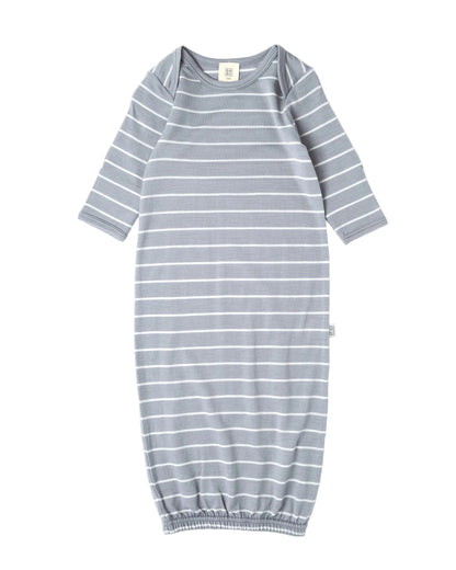 Striped baby gown on a white background