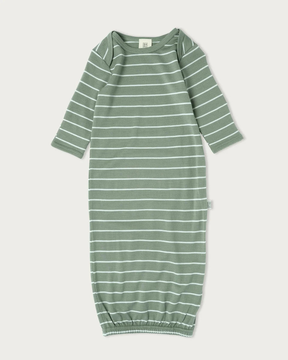 Merino Baby Bundler Gown - Sage Stripe
