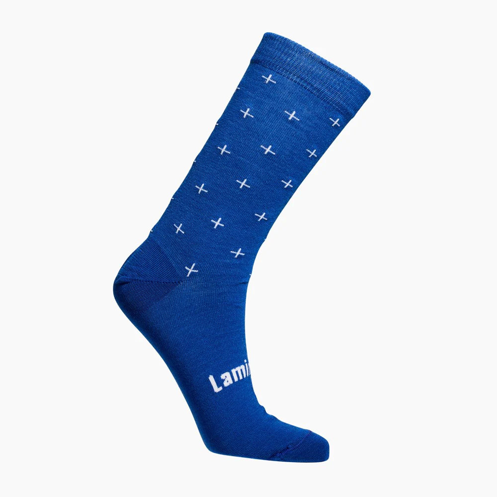 Lamington Merino Kids Socks I Blue with White Crosses