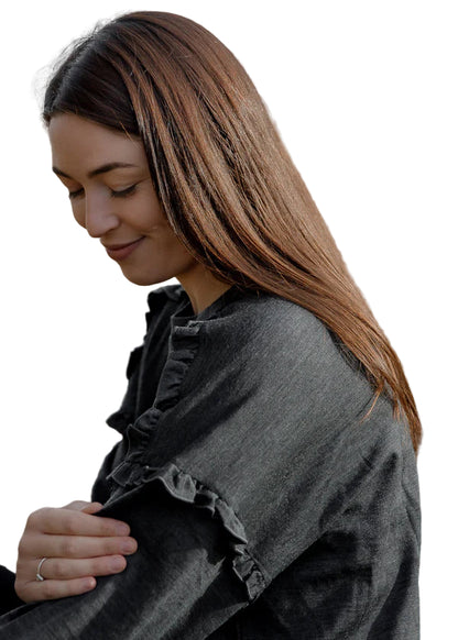 Merino 365 Womens Eden Frill Top I Slate Grey