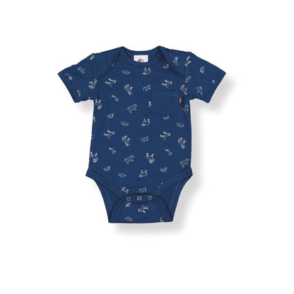 Merino Baby Short-sleeve Bodysuit - Jade with Wildflower Print