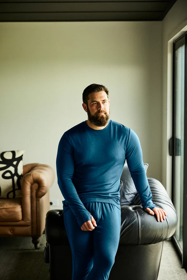 Merino 365 Mens Base Layer Leggings I Gibraltar Blue