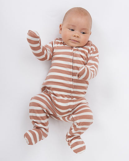 Merino Baby Onesie - Plum Stripe