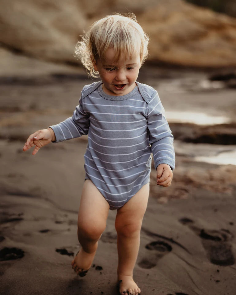 Merino Wool Baby Long-Sleeve Bodysuit - Striped