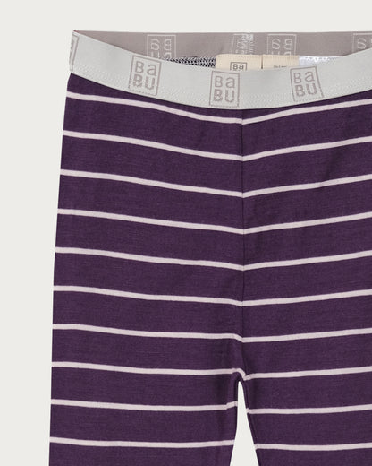 Babu Merino Kids Pyjama Set - Plum Stripe